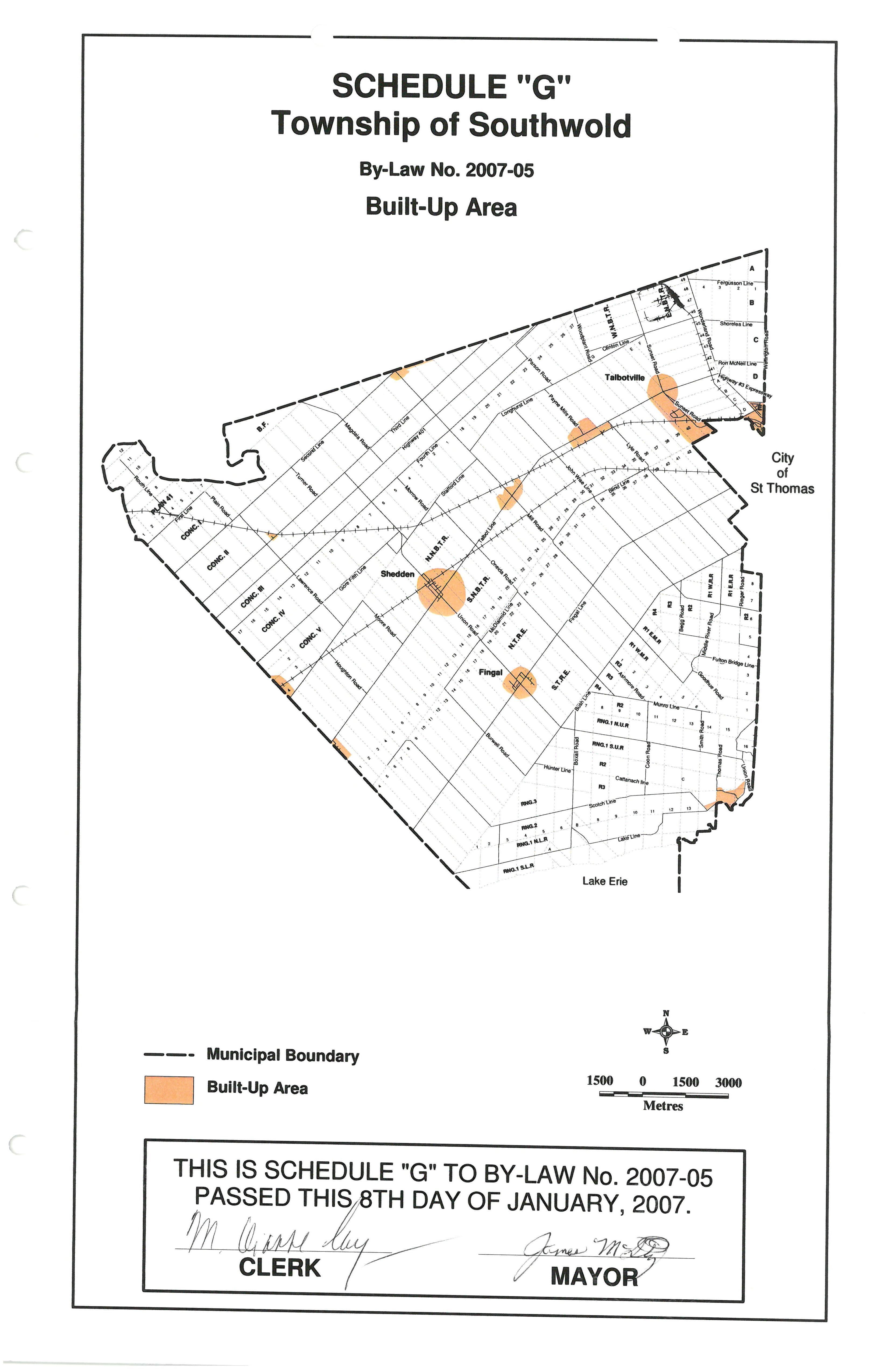 Schedule G - Built Up Areas